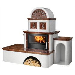 Kachlová pec ABX Oxford s výměníkem 7kW pravá, hnědá